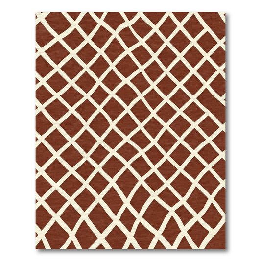 Rustic Brown White Woven Lattice Rug