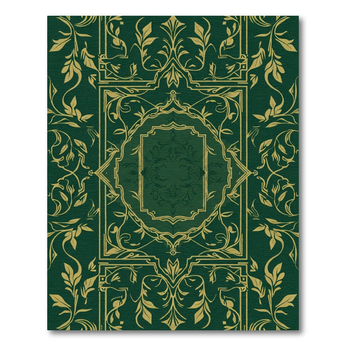 Emerald Gold Vintage Floral Frame Rug