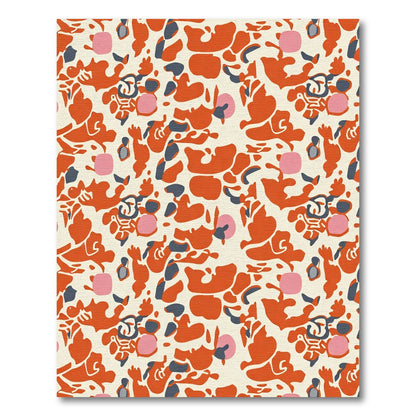 Vibrant Orange Abstract Organic Shapes Rug