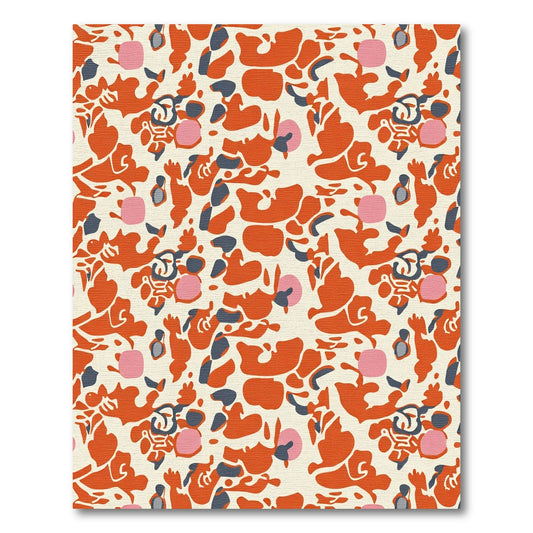 Vibrant Orange Abstract Organic Shapes Rug