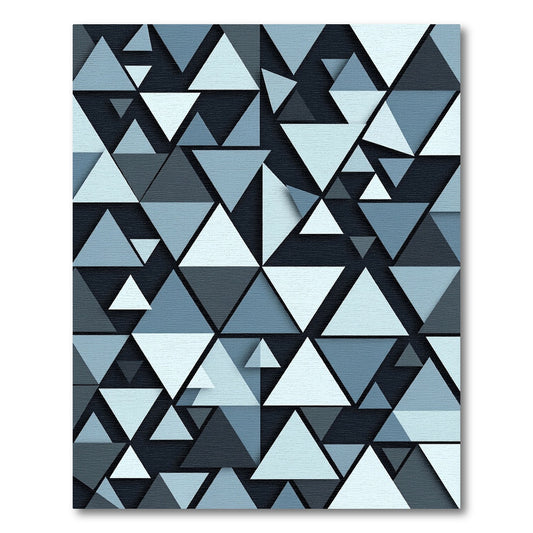 Modern Slate Blue Geometric Triangle Rug