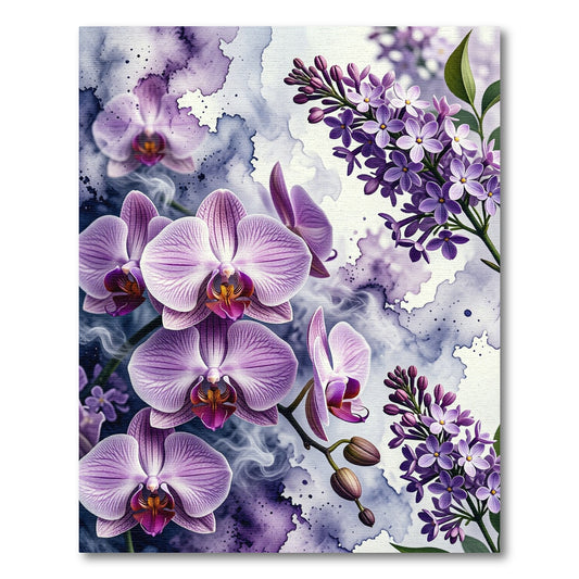Ethereal Purple Orchid Lilac Watercolor Floral Rug