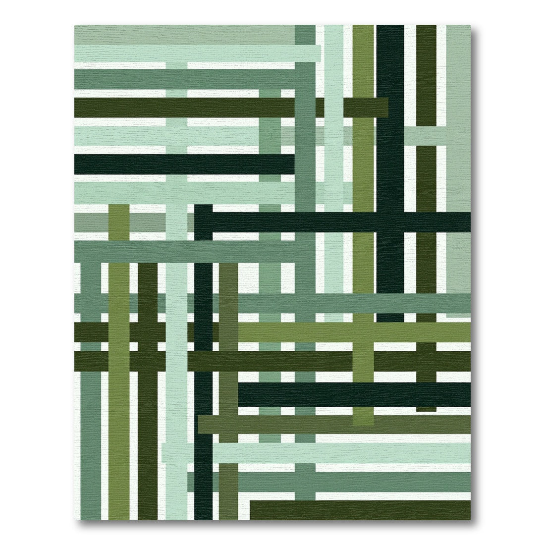 Green Tonal Striped Intersecting Lines Rug