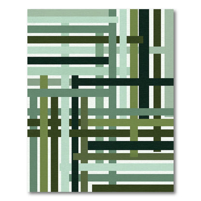 Green Tonal Striped Intersecting Lines Rug