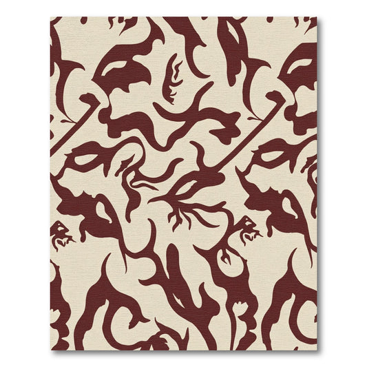 Rich Burgundy Abstract Organic Flow Rug