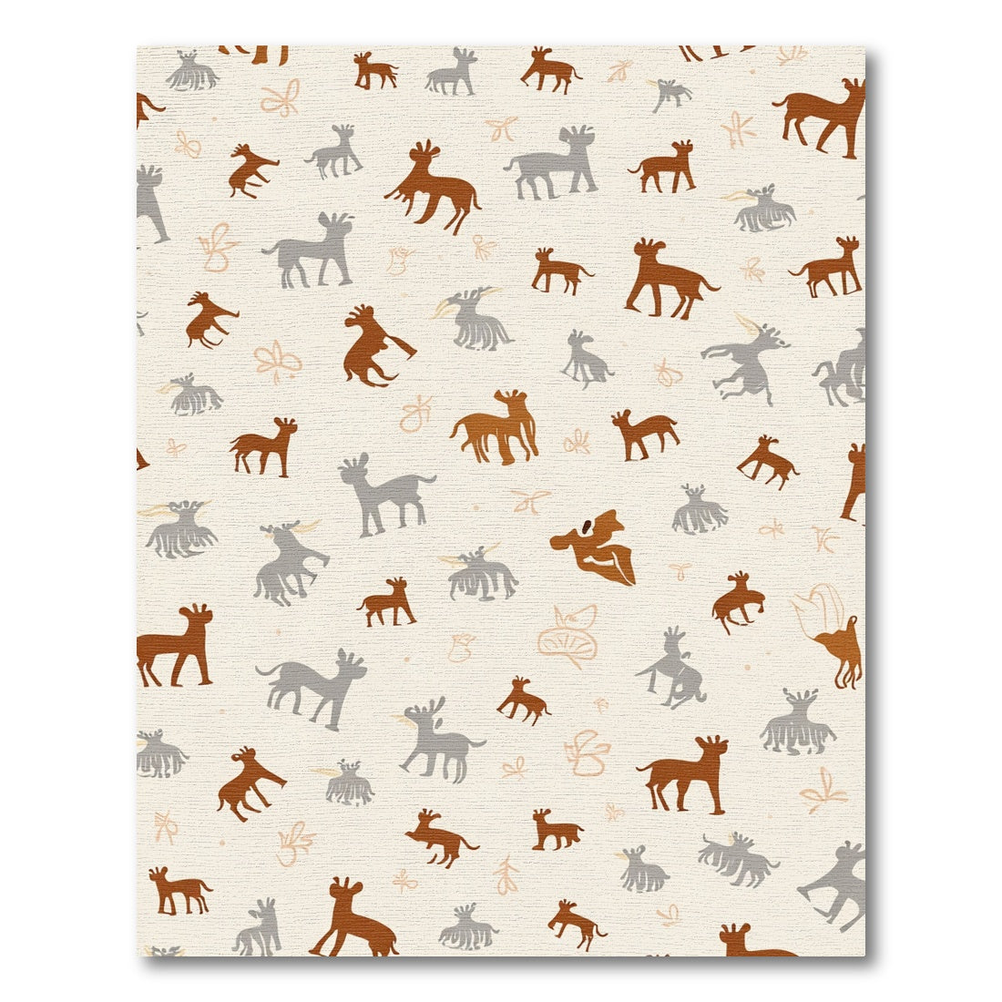 Earthy Brown Gray Animal Silhouette Repeat Rug