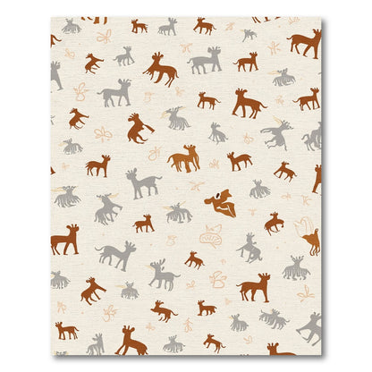 Earthy Brown Gray Animal Silhouette Repeat Rug