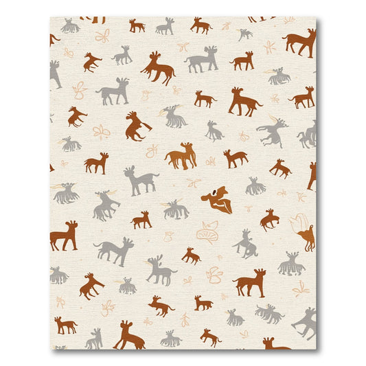 Earthy Brown Gray Animal Silhouette Repeat Rug