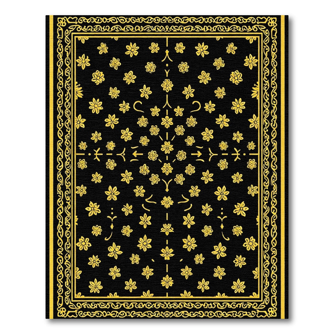 Black and Yellow Floral Scatter Rug