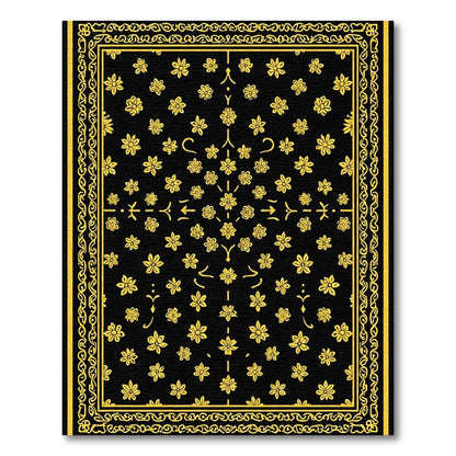 Black and Yellow Floral Scatter Rug