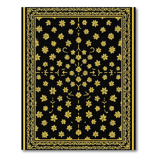 Black and Yellow Floral Scatter Rug