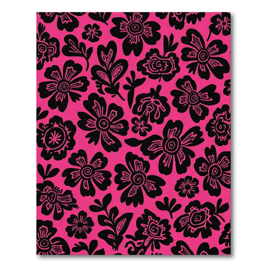 Bold Black Floral Meadow Rug