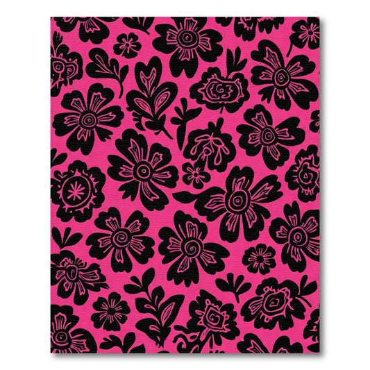Bold Black Floral Meadow Rug
