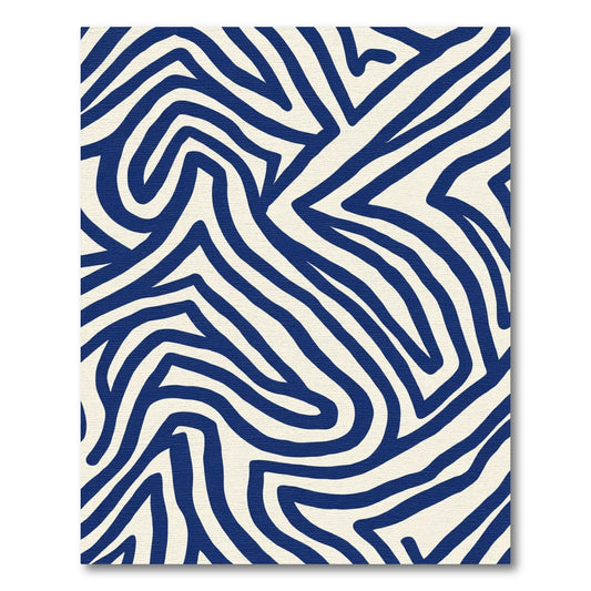 Bold Navy Cream Abstract Lines Rug
