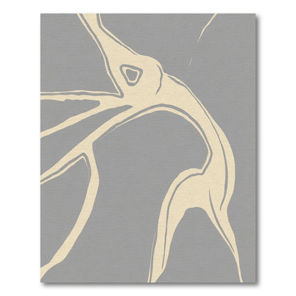 Cream Abstract Branch Swirl Gray Rug