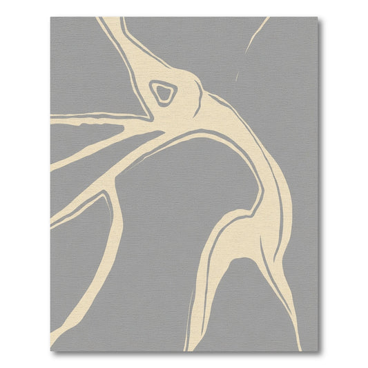 Cream Abstract Branch Swirl Gray Rug