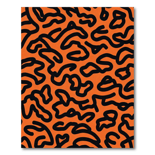 Bold Orange Black Wavy Organic Rug