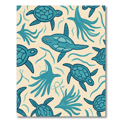 Teal Sea Turtles Ocean Kelp Rug