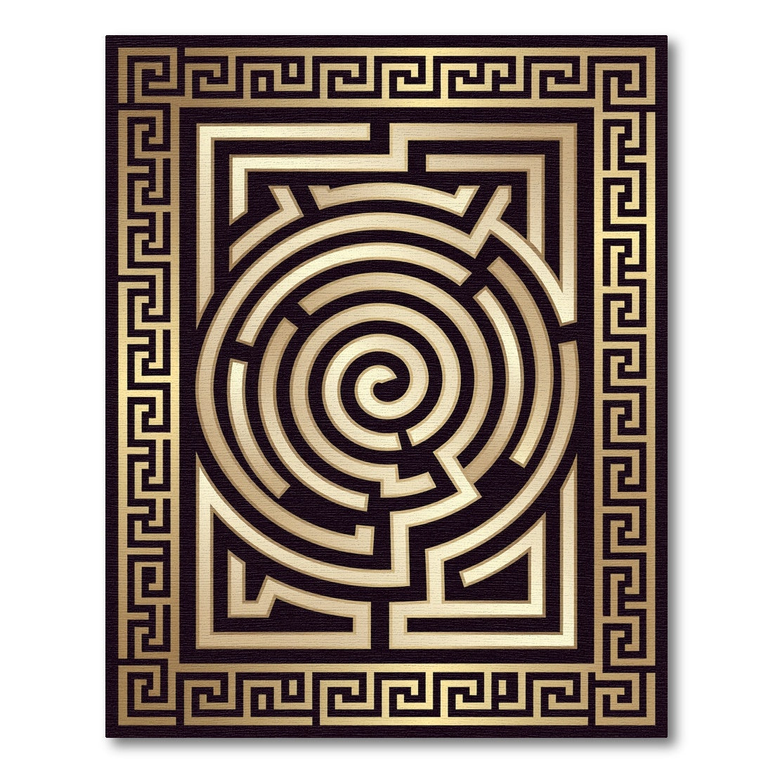 Gilded Black Maze Meander Rug