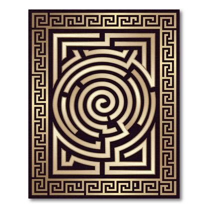 Gilded Black Maze Meander Rug