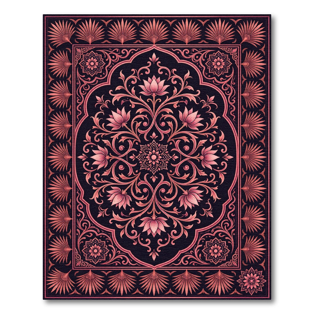 Rose Gold Lotus Floral Mandala Rug
