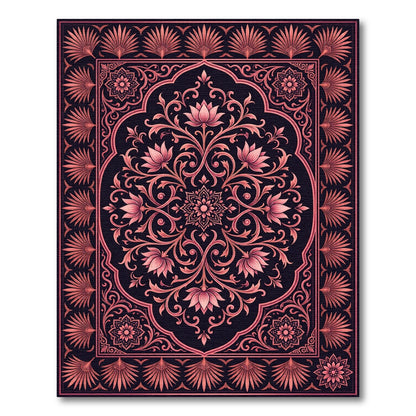 Rose Gold Lotus Floral Mandala Rug