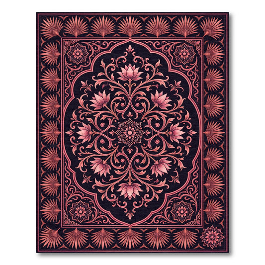 Rose Gold Lotus Floral Mandala Rug