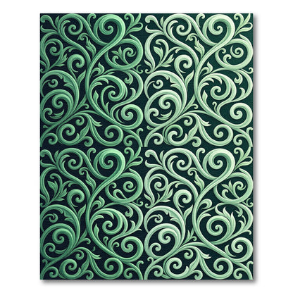 Ethereal Green Filigree Scroll Rug
