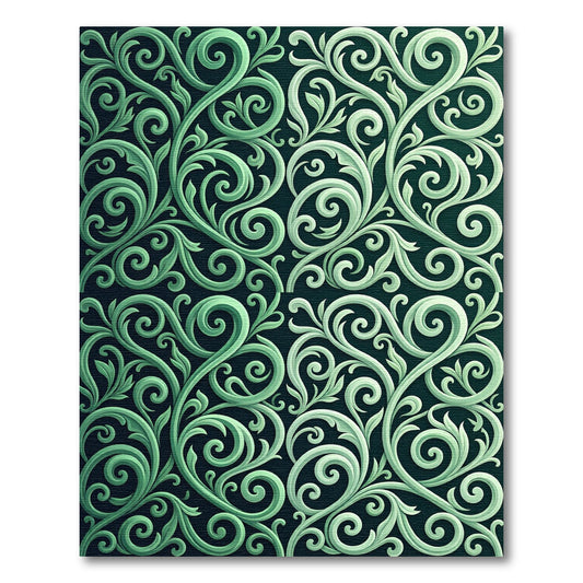 Ethereal Green Filigree Scroll Rug