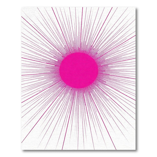 Radiant Pink Sunburst Rays Rug
