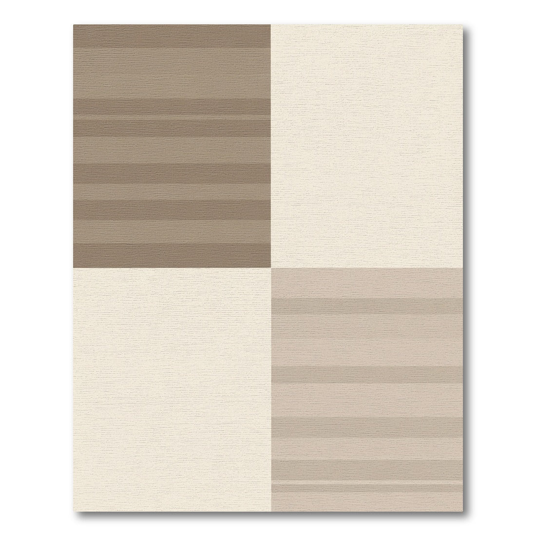 Modern Beige Striped Checkerboard Rug