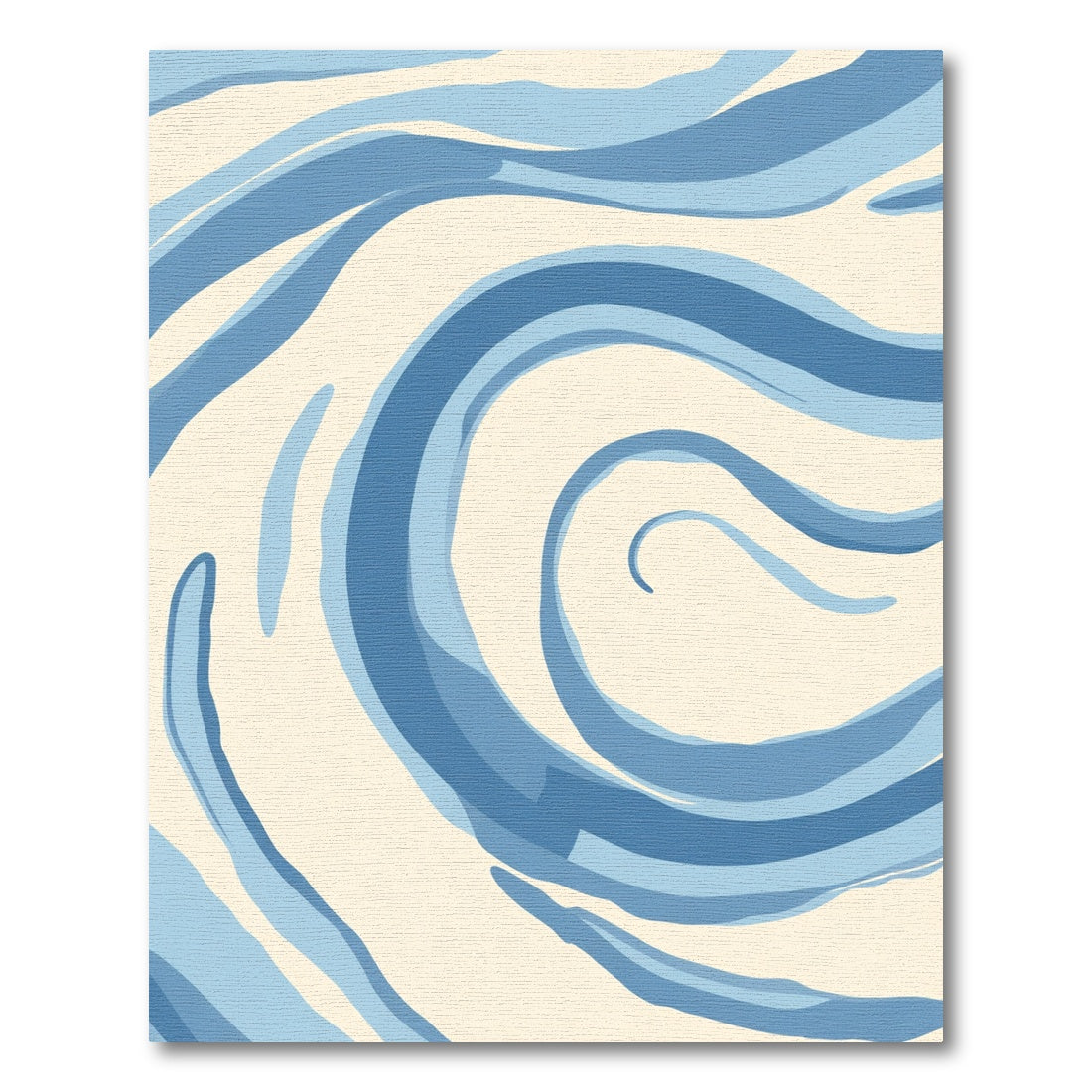 Cream Blue Swirl Abstract Shape Rug