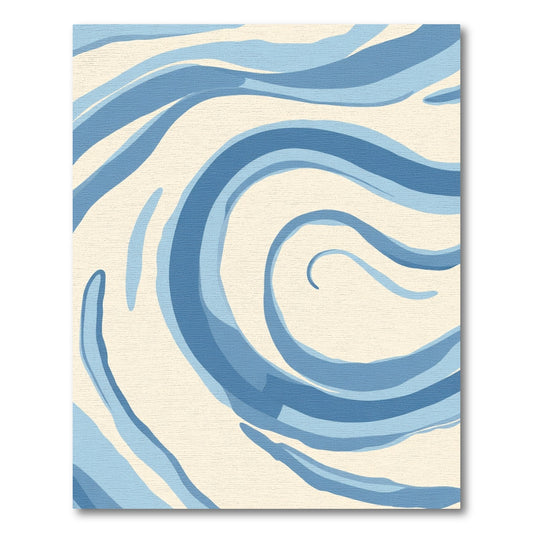 Cream Blue Swirl Abstract Shape Rug