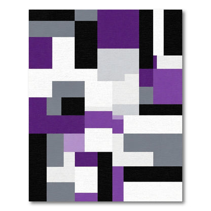 Abstract Purple Gray Black Rectangles Rug