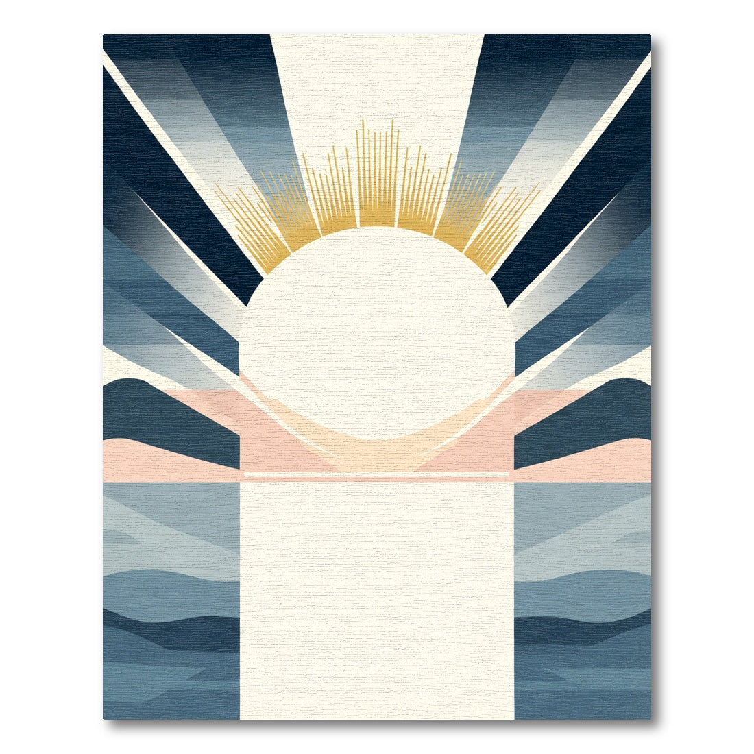 Golden Sunburst Over Blue Horizon Rug