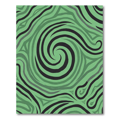 Green Swirling Abstract Stripe Rug