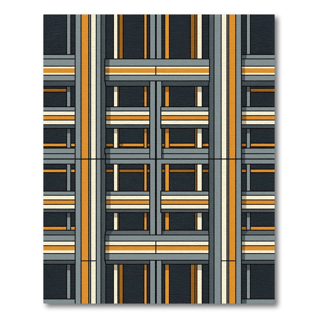 Modern Amber Gray Grid Structure Rug