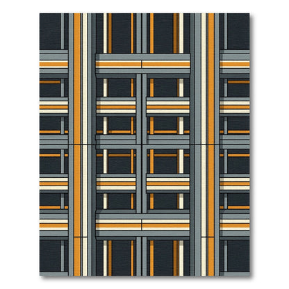 Modern Amber Gray Grid Structure Rug
