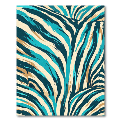 Abstract Teal Cream Zebra Stripes Rug