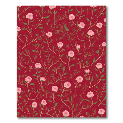 Charming Pink Roses Garden Whimsical Red Rug