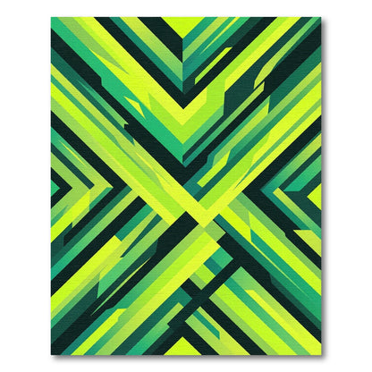 Vibrant Lime Green Geometric Chevron Rug