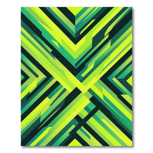 Vibrant Lime Green Geometric Chevron Rug