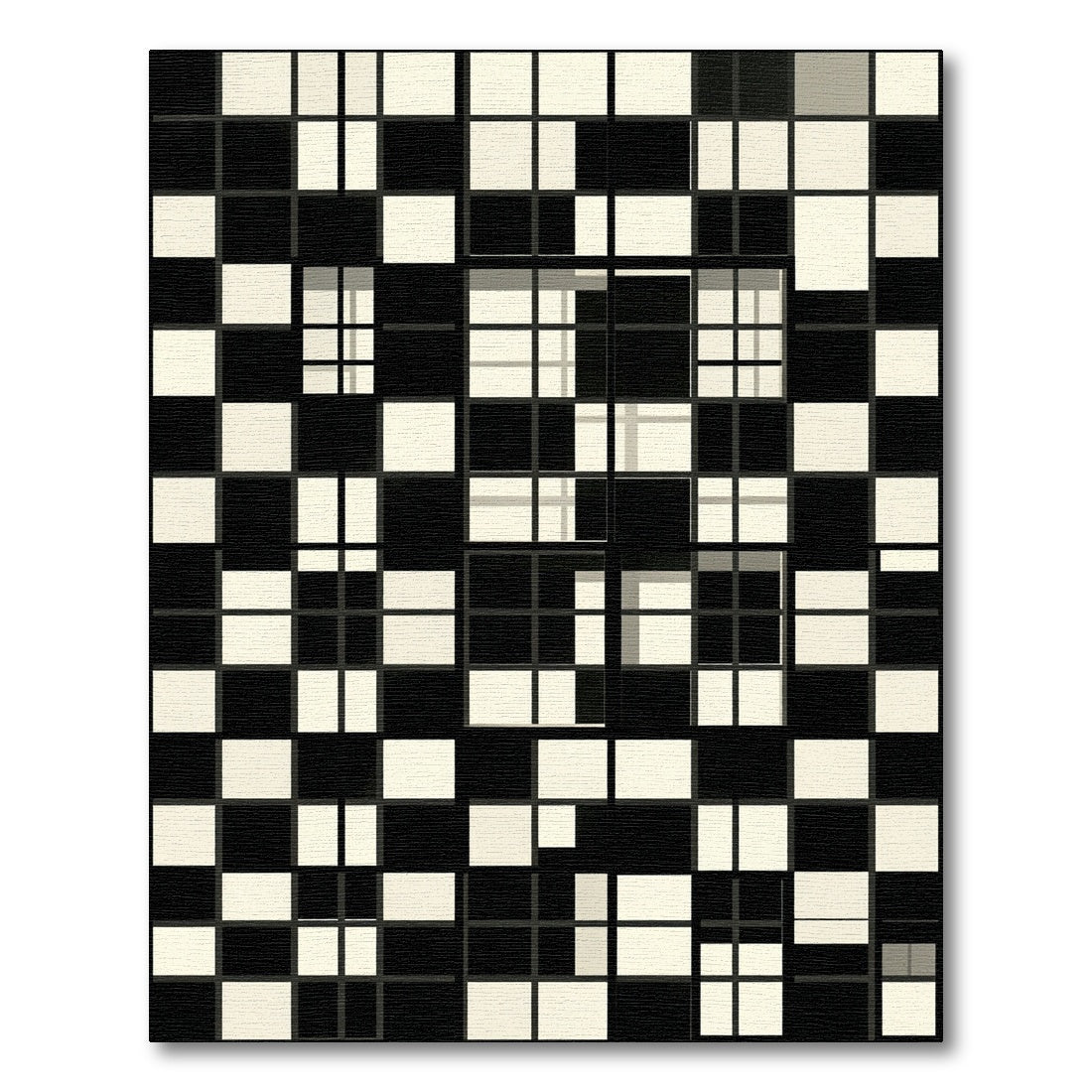 Monochrome Abstract Geometric Grid Square Rug