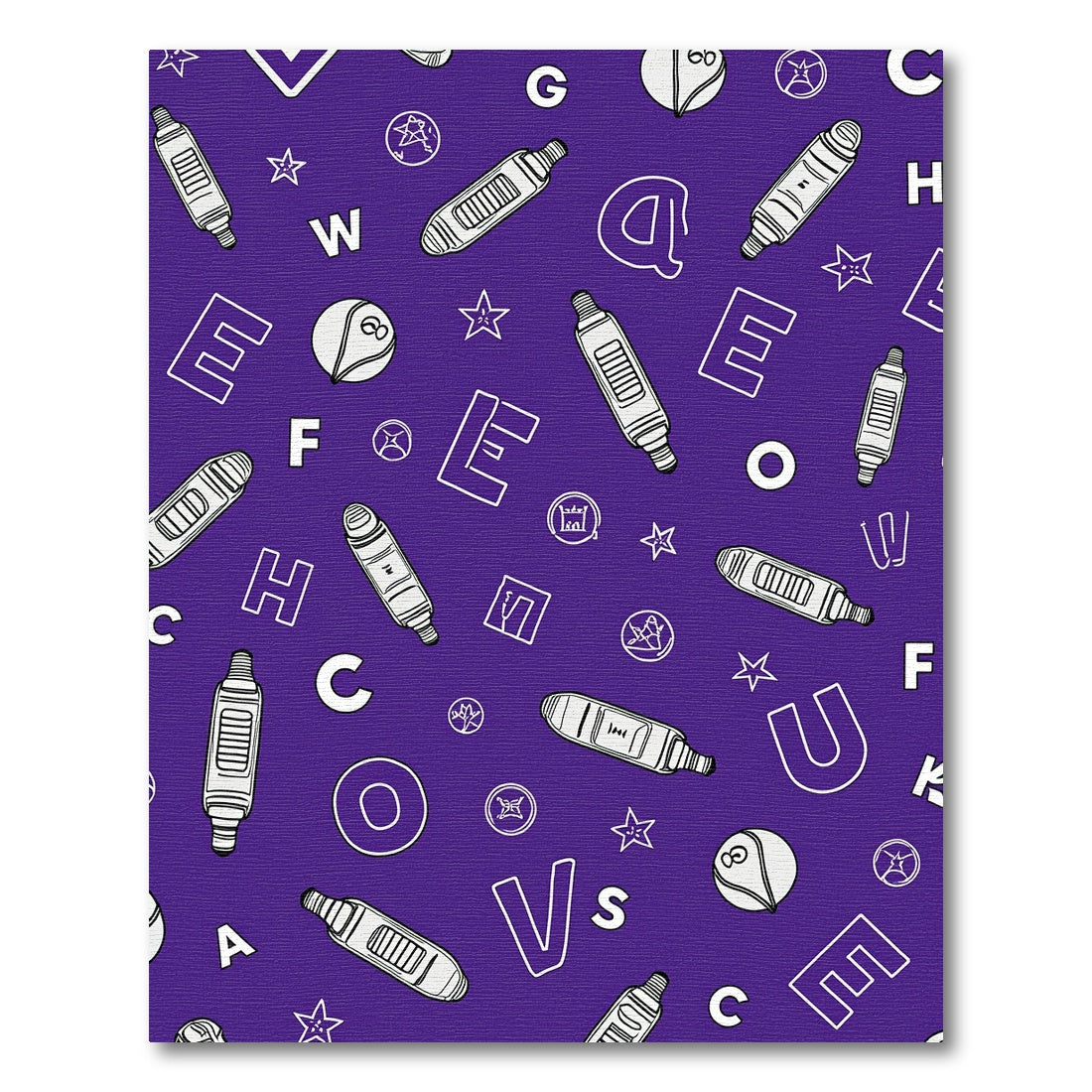 Purple White Alphabet Letter Pattern Rug