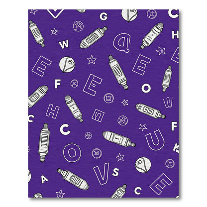 Purple White Alphabet Letter Pattern Rug