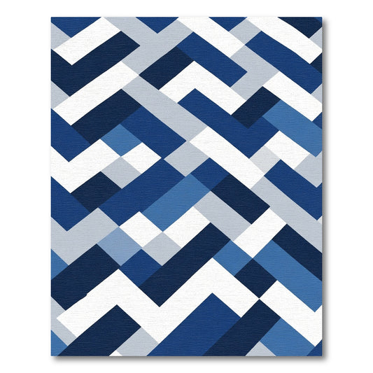 Geometric Interlocking Blue Shades Rug