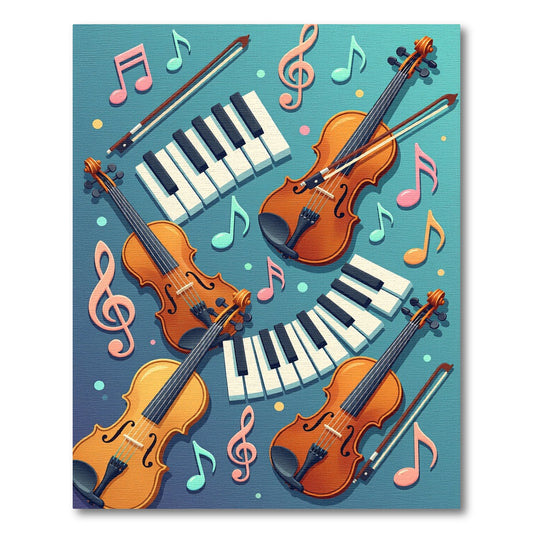 Whimsical Violin Piano Notes Rug