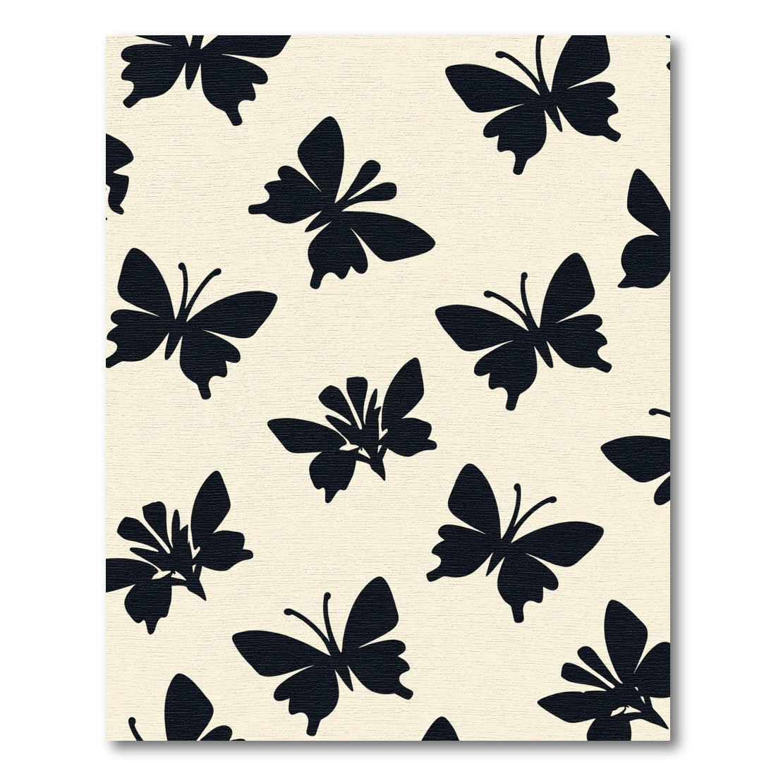 Whimsical Black Butterfly Cream Pattern Rug