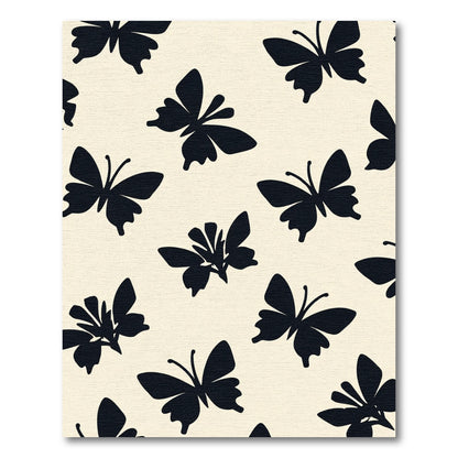 Whimsical Black Butterfly Cream Pattern Rug