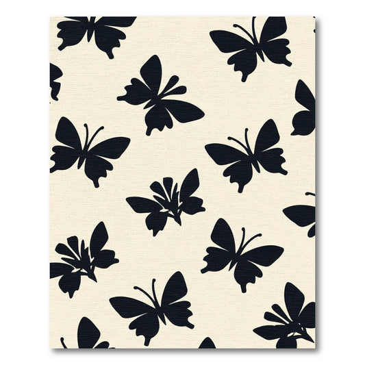Whimsical Black Butterfly Cream Pattern Rug